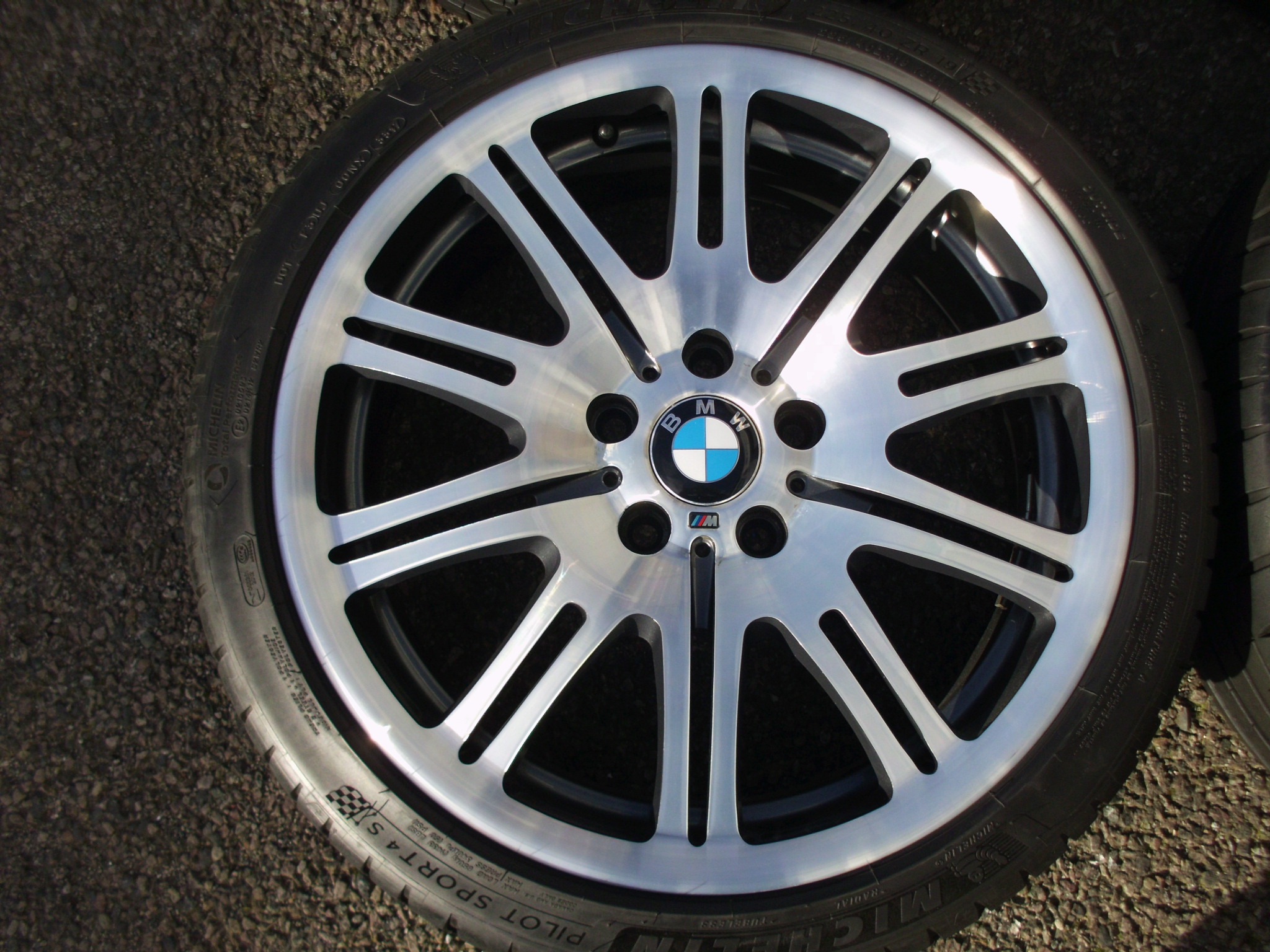 USED 19" GENUINE BMW STYLE 67M FORGED E46 M3 ALLOY WHEELS WIDE REAR, GC INC GOOD TYRES